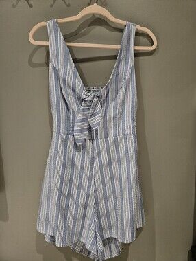 Windsor Blue and White Striped Rimper Size Medium